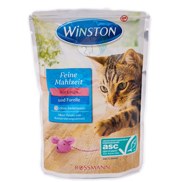 پوچ گربه بالغ ماهی سالمون و قزل آلا 100گرمی Winston